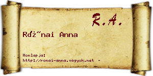 Rónai Anna névjegykártya