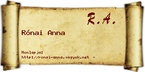 Rónai Anna névjegykártya