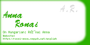 anna ronai business card